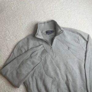 Polo Ralph Lauren men's grey Pima cotton quarter zip sweater preppy 1/4 xxl
